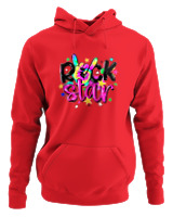 Φούτερ με κουκούλα Γυναικείο - Rock Star - Color Thumbnail Κόκκινο