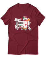 T-Shirt Unisex - Rome Tickets - Color Thumbnail Σκούρο Κόκκινο