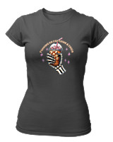 T-Shirt Στενή Γραμμή Γυναικείο - Running On Caffeine - Color Thumbnail Ανθρακί
