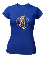 T-Shirt Στενή Γραμμή Γυναικείο - Running On Caffeine - Color Thumbnail Μπλε Ρουά