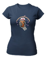T-Shirt Στενή Γραμμή Γυναικείο - Running On Caffeine - Color Thumbnail Σκούρο Μπλε