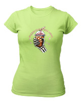 T-Shirt Στενή Γραμμή Γυναικείο - Running On Caffeine - Color Thumbnail Λαχανί