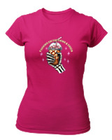 T-Shirt Στενή Γραμμή Γυναικείο - Running On Caffeine - Color Thumbnail Φουξια