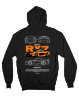 Ζακέτα Φούτερ με κουκούλα Αντρικό - RX7 - Color Thumbnail Μαύρο