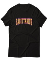 T-Shirt  Γυναικείο - Sagittarius College Letters - Color Thumbnail Μαύρο