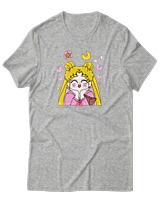 T-Shirt Unisex - Sailor Moon In Love - Color Thumbnail Γκρι Μελανζέ