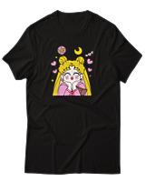 T-Shirt Unisex - Sailor Moon In Love - Color Thumbnail Μαύρο