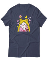 T-Shirt Unisex - Sailor Moon In Love - Color Thumbnail Μπλε Γκρι