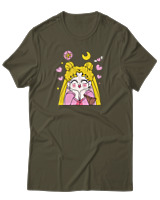 T-Shirt Unisex - Sailor Moon In Love - Color Thumbnail Χακί