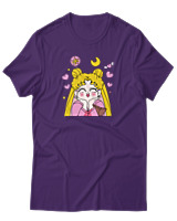T-Shirt Unisex - Sailor Moon In Love - Color Thumbnail Σκούρο Μωβ