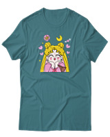 T-Shirt Unisex - Sailor Moon In Love - Color Thumbnail Μπλε Πράσινο