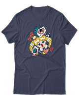 T-Shirt  Γυναικείο - Sailormoon Loves Donuts - Color Thumbnail Μπλέ Γκρί