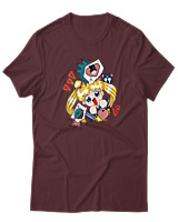 T-Shirt  Γυναικείο - Sailormoon Loves Donuts - Color Thumbnail Μπορντό