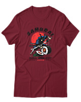 T-Shirt Αντρικό - Samurai - Color Thumbnail Σκούρο Κόκκινο
