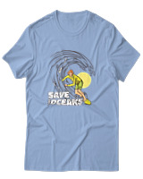 T-Shirt Αντρικό - Save The Oceans - Color Thumbnail Γαλάζιο