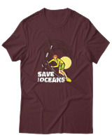 T-Shirt Αντρικό - Save The Oceans - Color Thumbnail Μπορντό