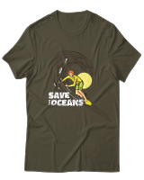 T-Shirt Αντρικό - Save The Oceans - Color Thumbnail Χακί