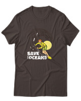 T-Shirt Αντρικό - Save The Oceans - Color Thumbnail Καφέ