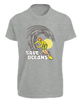 T-Shirt Fit Αντρικό - Save The Oceans - Color Thumbnail Γκρι Μελανζέ