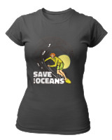 T-Shirt Στενή Γραμμή Γυναικείο - Save The Oceans - Color Thumbnail Ανθρακί