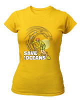 T-Shirt Στενή Γραμμή Γυναικείο - Save The Oceans - Color Thumbnail Χρυσό Κίτρινο