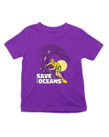 T-Shirt  Παιδικό - Save The Oceans - Color Thumbnail Σκούρο Μωβ