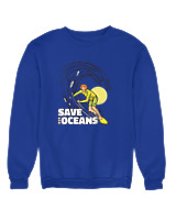 Φούτερ χωρίς κουκούλα Γυναικείο - Save The Oceans - Color Thumbnail Μπλε Ρουά