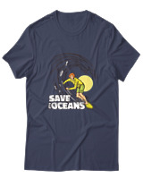 T-Shirt  Γυναικείο - Save The Oceans - Color Thumbnail Μπλέ Γκρί