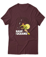 T-Shirt  Γυναικείο - Save The Oceans - Color Thumbnail Μπορντό