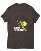 T-Shirt  Γυναικείο - Save The Oceans - Color Thumbnail Καφέ