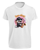 T-Shirt Fit Αντρικό - Saxophone Axolotl - Color Thumbnail 'Ασπρο
