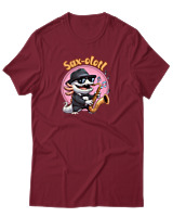 T-Shirt  Γυναικείο - Saxophone Axolotl - Color Thumbnail Σκούρο Κόκκινο