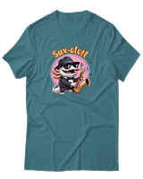 T-Shirt  Γυναικείο - Saxophone Axolotl - Color Thumbnail Μπλέ Πράσινο