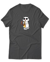 T-Shirt Αντρικό - Saxophone Cat - Color Thumbnail Ανθρακί