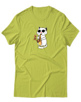 T-Shirt Αντρικό - Saxophone Cat - Color Thumbnail Λαχανί