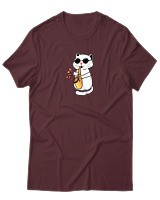 T-Shirt Αντρικό - Saxophone Cat - Color Thumbnail Μπορντό