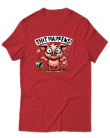 T-Shirt Αντρικό - Shit Happens - Color Thumbnail Κόκκινο
