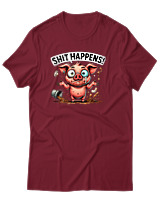 T-Shirt Αντρικό - Shit Happens - Color Thumbnail Σκούρο Κόκκινο