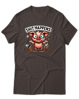 T-Shirt Αντρικό - Shit Happens - Color Thumbnail Καφέ