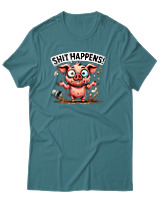T-Shirt Αντρικό - Shit Happens - Color Thumbnail Μπλε Πράσινο