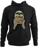 Φούτερ με κουκούλα - Skull Eating Burger - Color Thumbnail Μαύρο