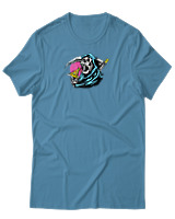 T-Shirt Αντρικό - Skull Eating Pizza - Color Thumbnail Τιρκουάζ