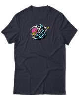 T-Shirt Αντρικό - Skull Eating Pizza - Color Thumbnail Σκούρο Μπλε
