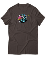 T-Shirt Αντρικό - Skull Eating Pizza - Color Thumbnail Καφέ