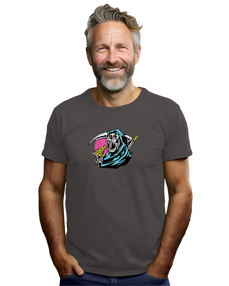 T-Shirt Αντρικό - Skull Eating Pizza - Image 2