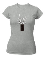 T-Shirt Στενή Γραμμή Γυναικείο - Skull Quitar - Color Thumbnail Γκρι Μελανζέ