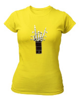T-Shirt Στενή Γραμμή Γυναικείο - Skull Quitar - Color Thumbnail Κίτρινο
