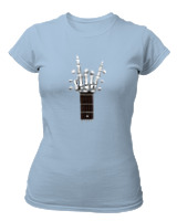 T-Shirt Στενή Γραμμή Γυναικείο - Skull Quitar - Color Thumbnail Γαλάζιο