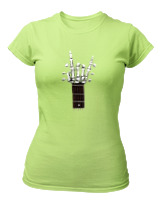 T-Shirt Στενή Γραμμή Γυναικείο - Skull Quitar - Color Thumbnail Λαχανί