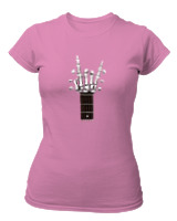 T-Shirt Στενή Γραμμή Γυναικείο - Skull Quitar - Color Thumbnail Ροζ